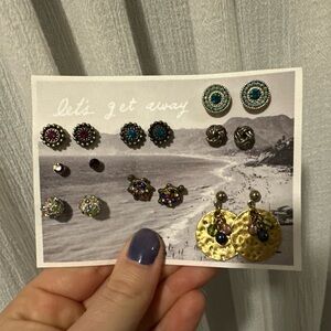 Assorted Women's Earring Set – Gold, Blue, Pink, Purple Accents